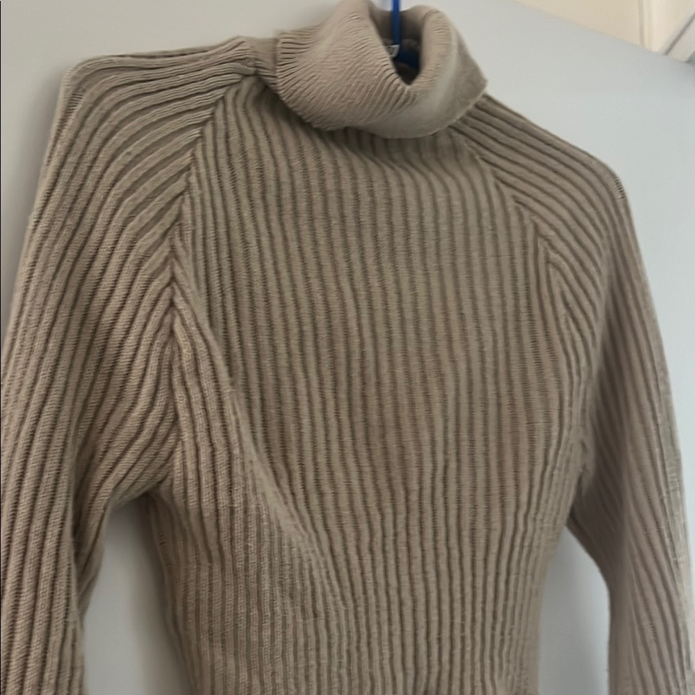 Women's Ribbed Turtleneck Sweater - Beige